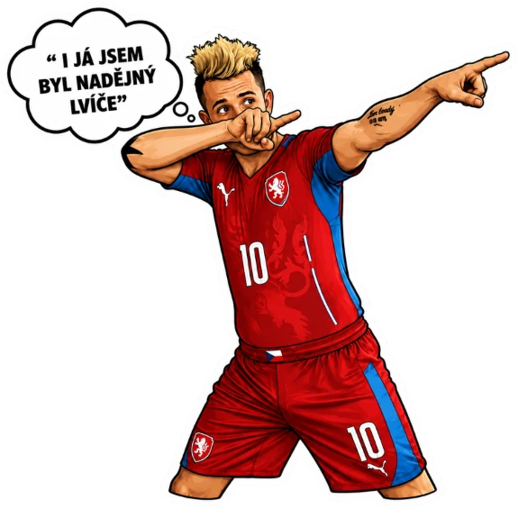 Hráč v červeném dresu vzpomíná, že byl nadějné lvíče