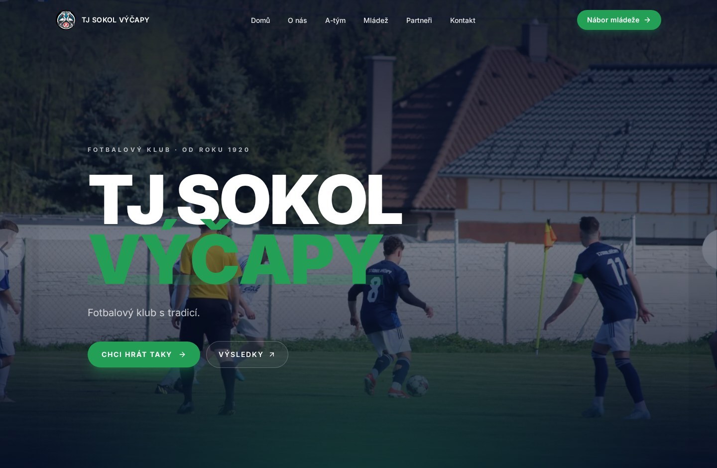 Ukázka webu pro TJ Sokol Výčapy